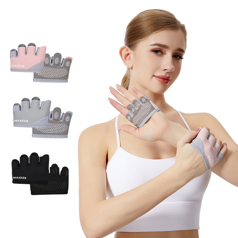 Yoga Mat - フィットネス用フィンガーレスグローブ：ピラティスやエアリアルヨガ用の水ぶくれ防止スポーツグローブ—滑り止めと通気性に優れています