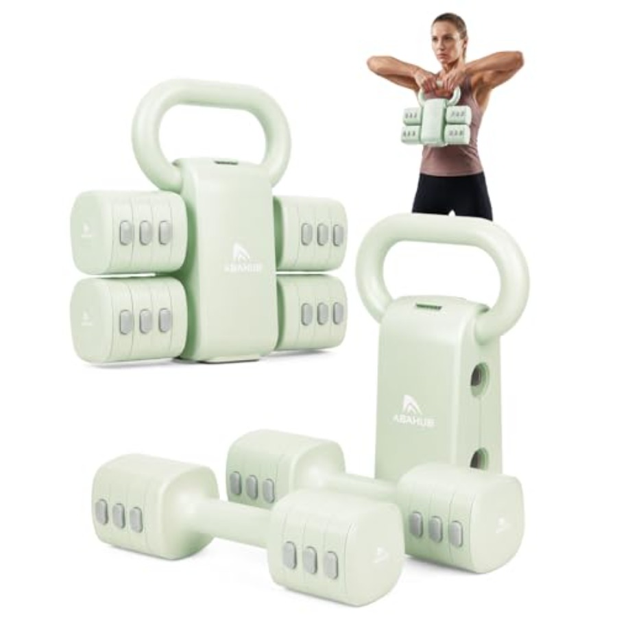Dumbbell Set - ホームジムダンベルセット：4-in-1調整可能なウェイト、ケトルベルグリップコンバーター付き、スチール製、黒とグレー、省スペース