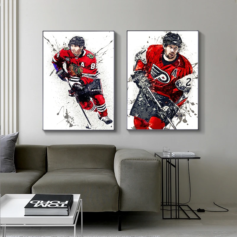 抽象的なアイスホッケーの絵,スポーツ選手のポスター,家の装飾 - Sports Equipment Poster のレビューと価格