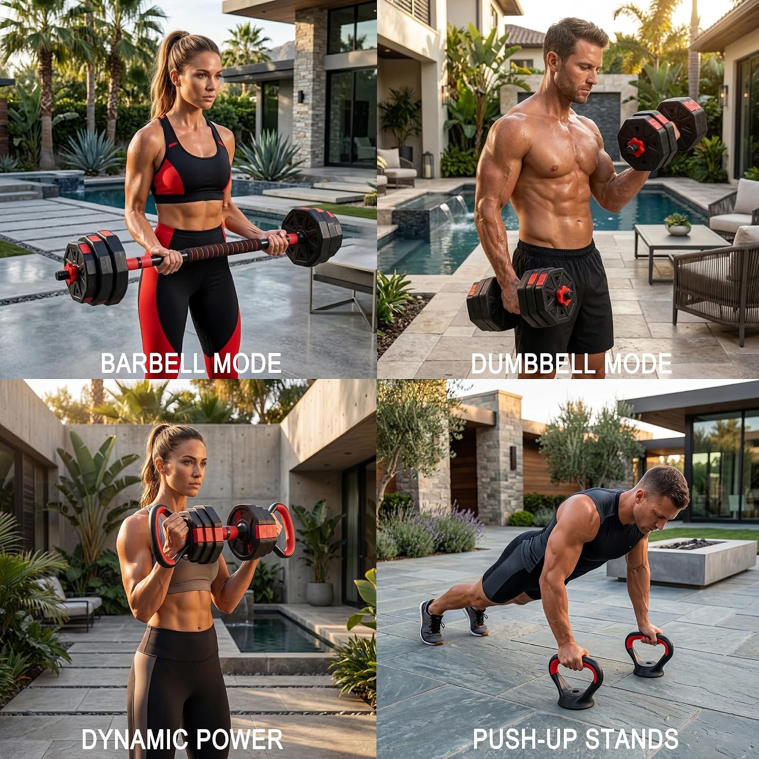 6-in-1調節可能なダンベル＆バーベルウェイトセット、45 - Dumbbell Set のレビューと価格
