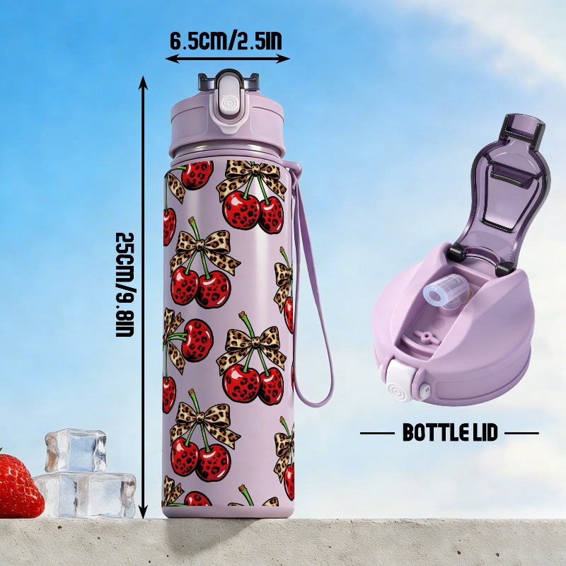 パーソナライズされた25オンス大型チェリー柄漏れ防止プラスチ - Sports Water Bottle Insulated のレビューと価格